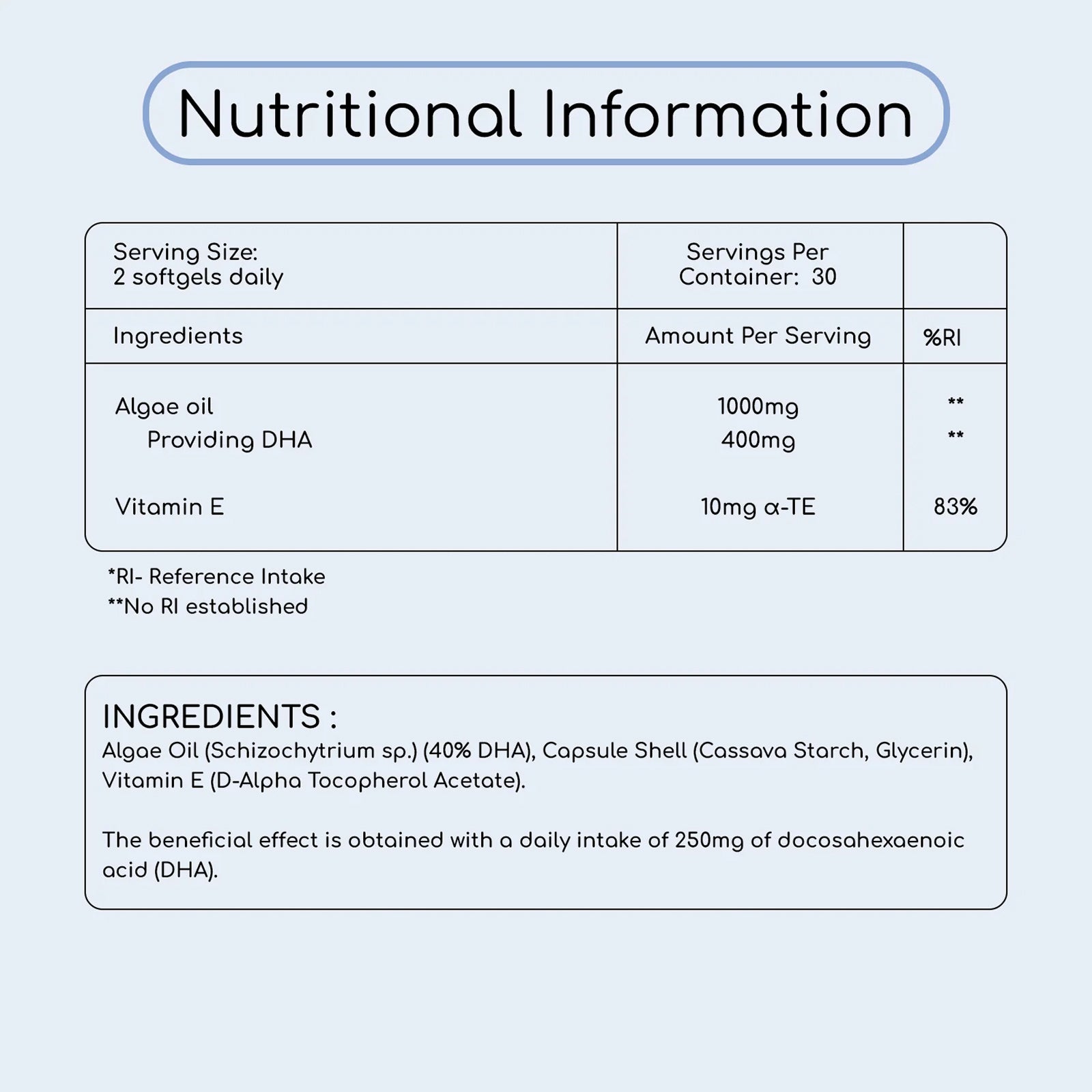 Vegan Omega-3 DHA 60  Vitamin E