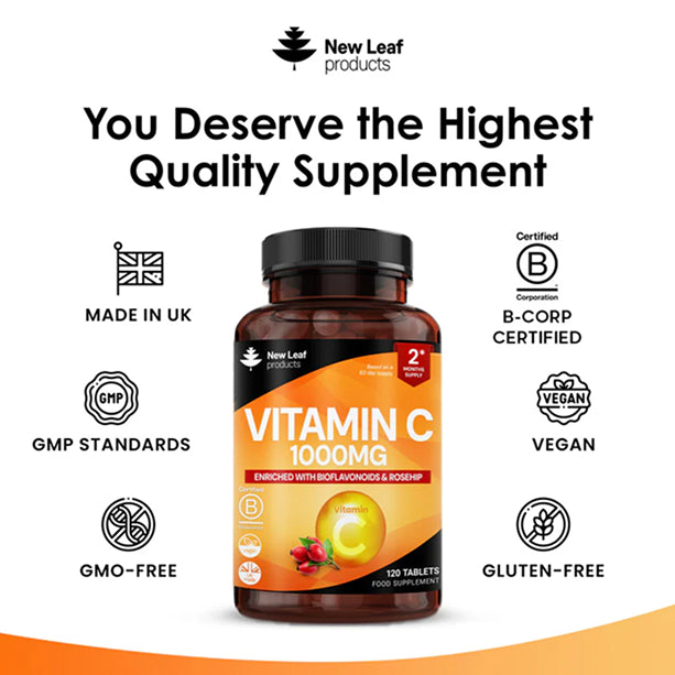 Vitamin C Tablets 1000mg Bioflavonoids & Rosehip