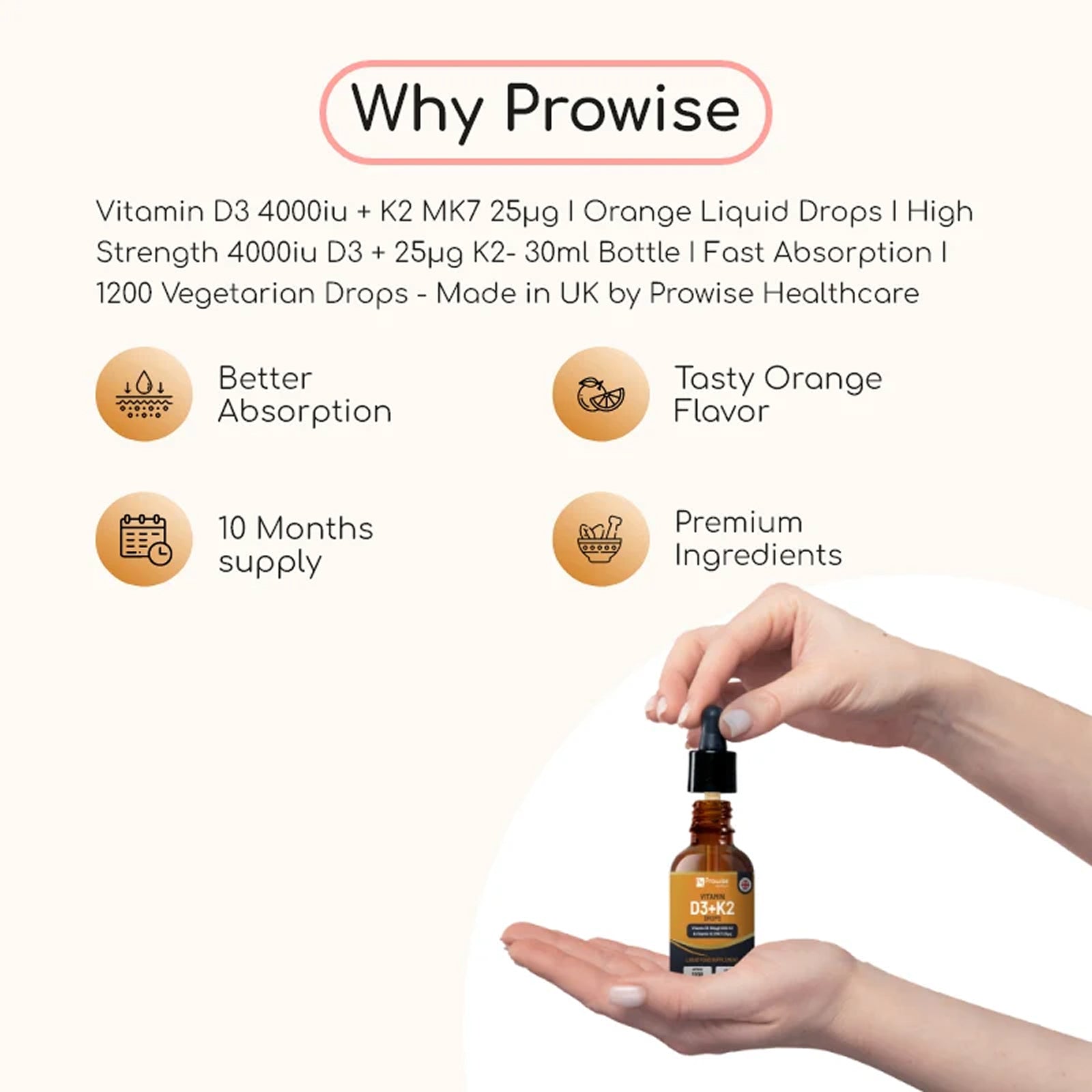 Vitamin D3 4000iu + K2 MK7 25µg I Orange Liquid Drops