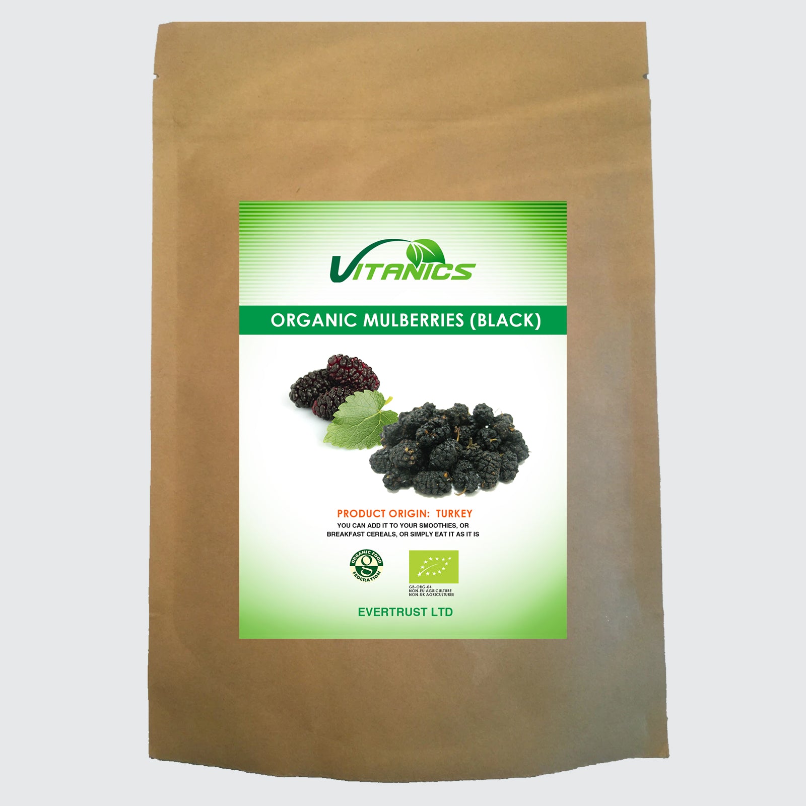 Organic Raw Black Mulberries - 100% Certified