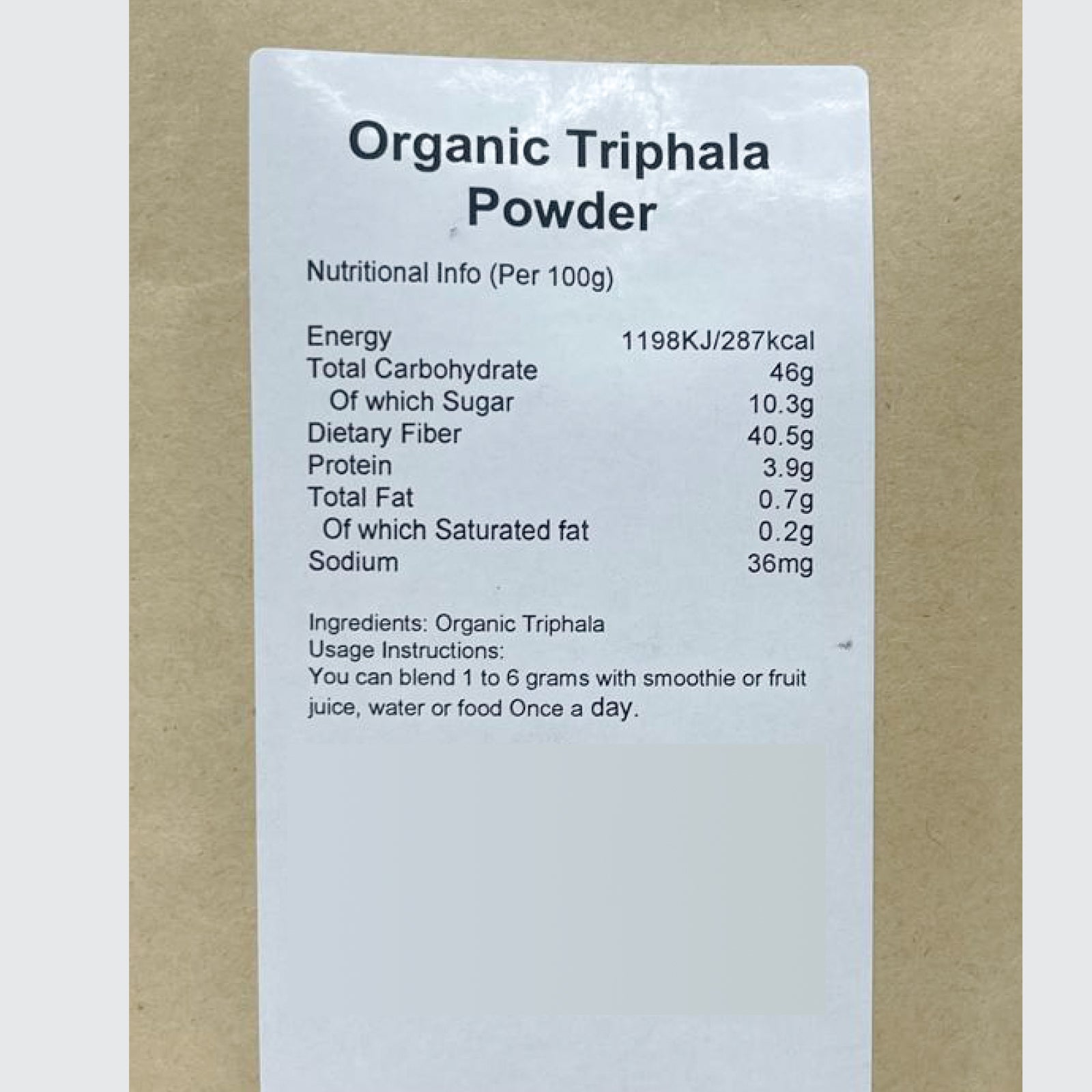 Organic Triphala Powder - 100% Certified